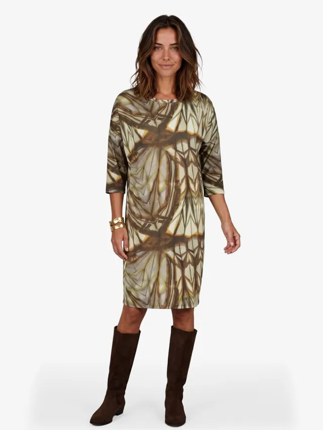 Didi Dames Loose dress Easy Green Fade print Groen