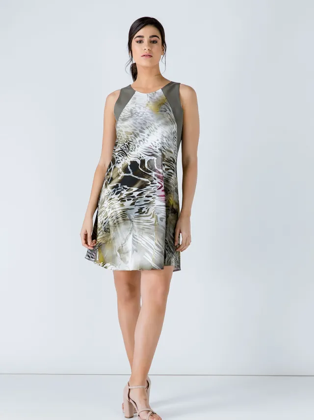 Conquista Khaki dierenprint jurk Kaki