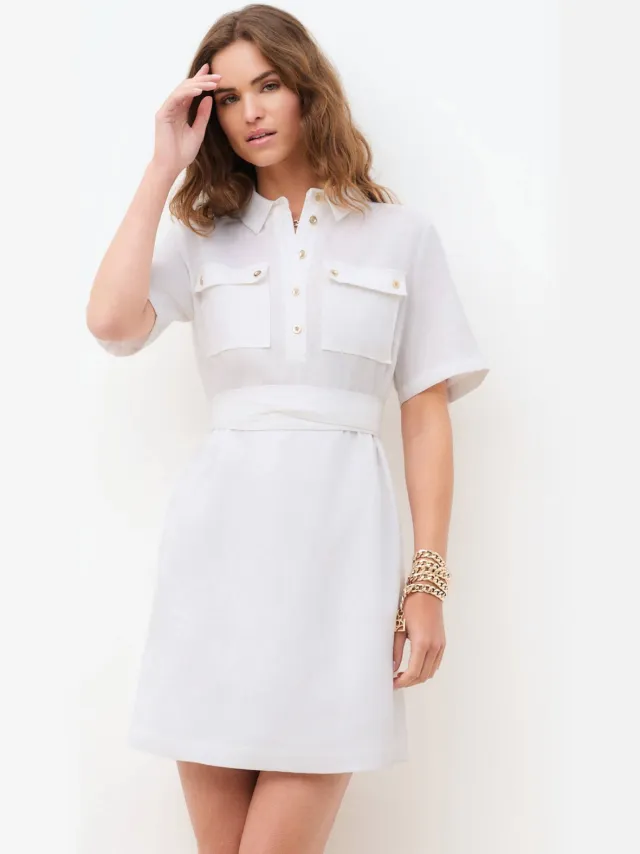 Caroll linnen mini jurk ecru