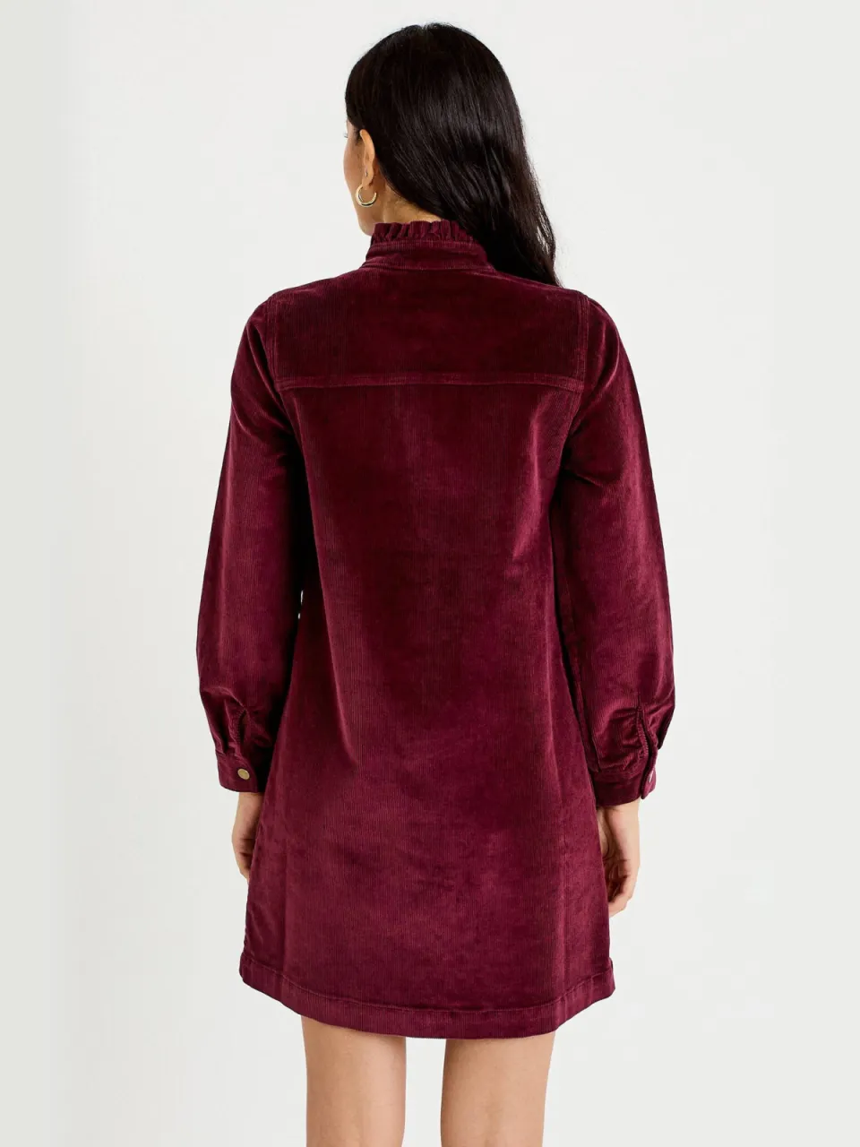 Cache Cache corduroy mini jurk met ruches - donkerrood, foto 4