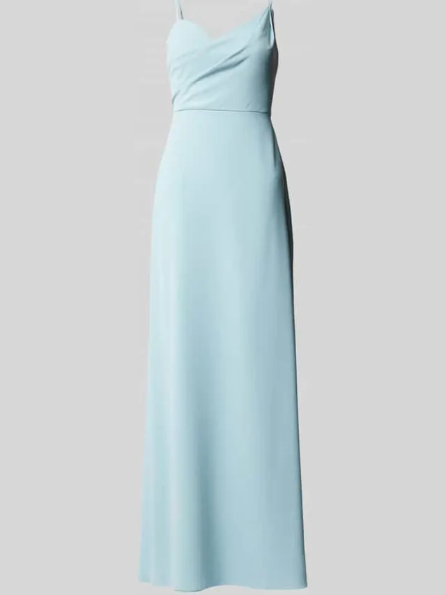 Vera Wang Avondjurk in wikkellook, model 'BORDEUX' lichtblauw, foto 2