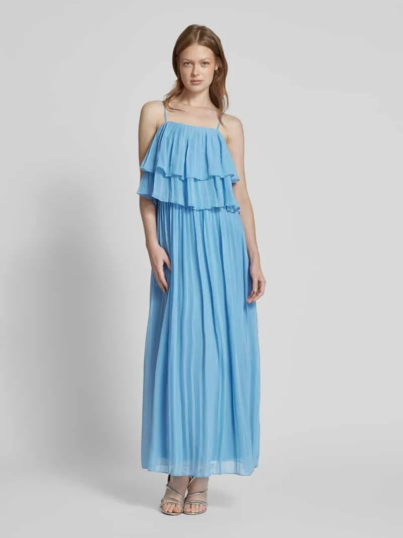 Vila Maxi-jurk met volants, model 'CHIFFON' Lichtblauw