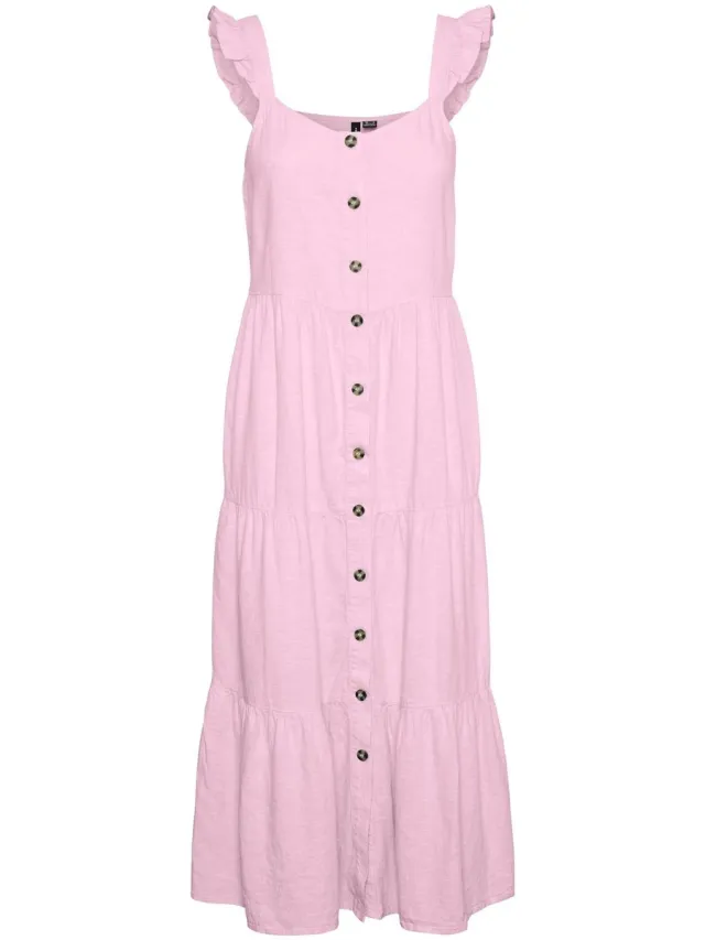Vero Moda Jurk VMLINN Midi-jurk bonbon