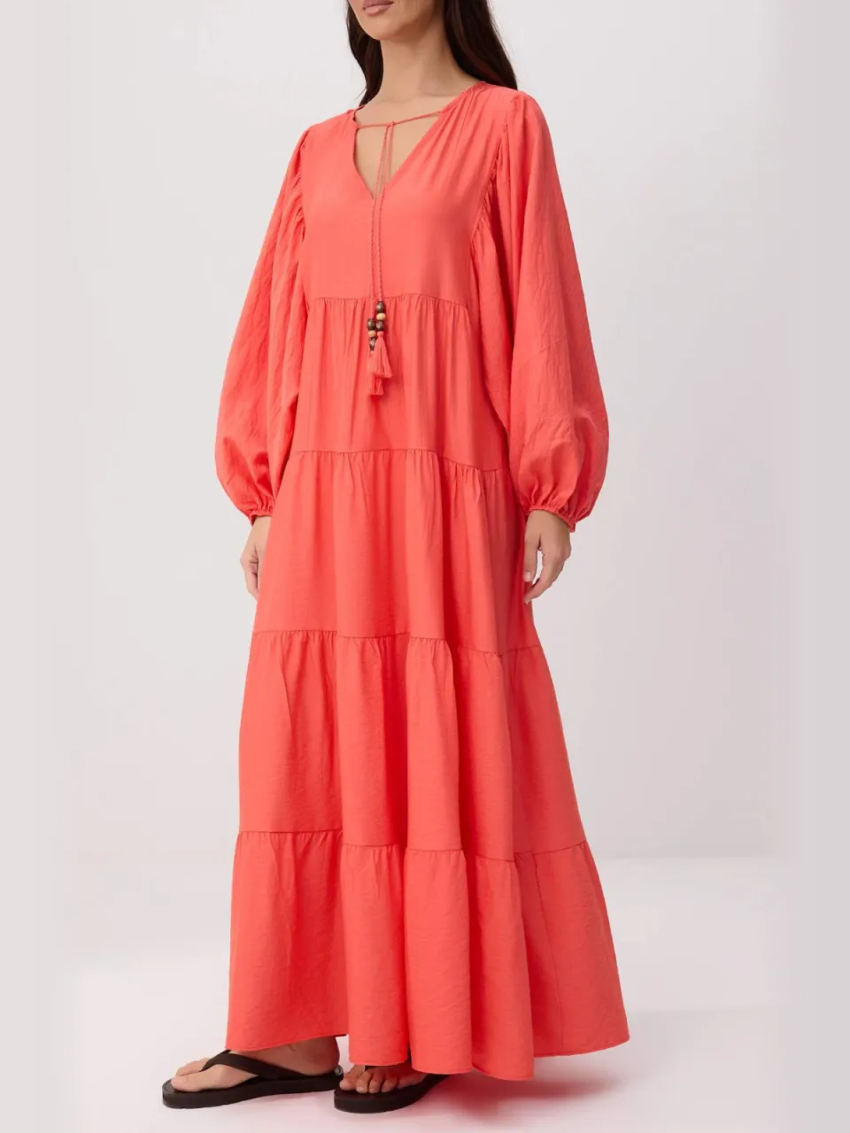 Trendyol TRENDYOLMİLLA Dames Rood Effen Maxi Lang Skater Jurken, foto 2