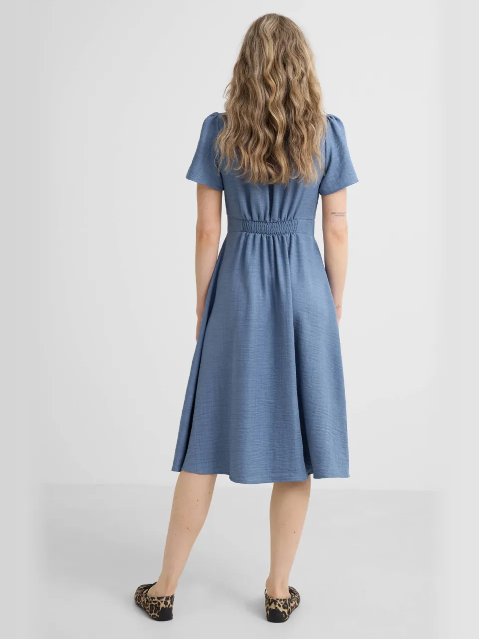 Anytime midi jurk blauw, foto 3