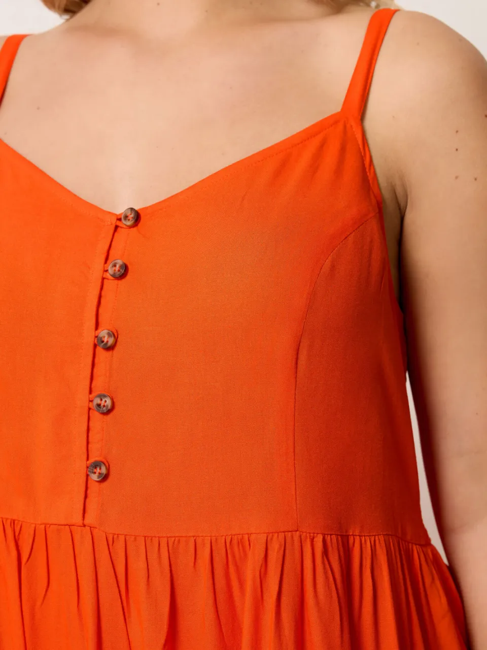 Yours Oranje Midizomerjurk Met Bandjes-56, foto 5