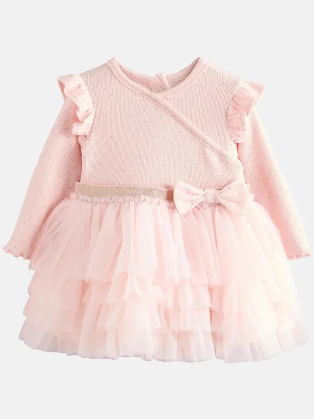 Next Meisjes - Baby-jurk met tutu en lange mouwen - Roze Pink