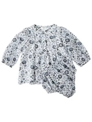 Mango gebloemde babyjurk donkerblauw/ecru, foto 3