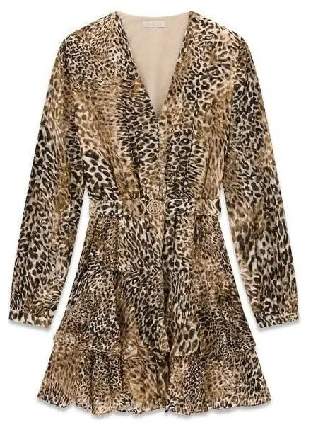 Guess CLARISSE mini-jurk lichtbruin, foto 3