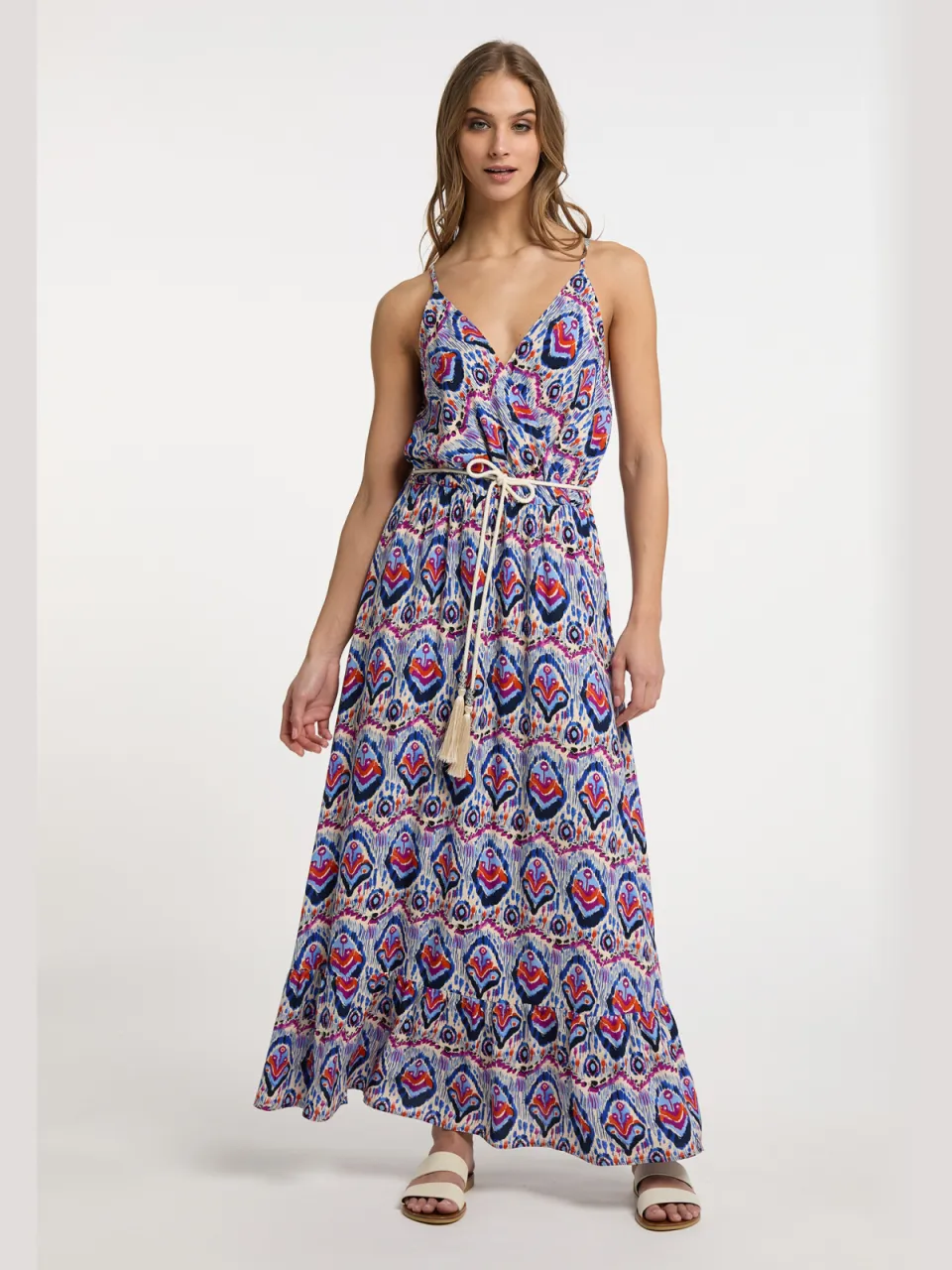 IZIA Maxi-jurk met all-over print Dames Blauw Veelkleurig