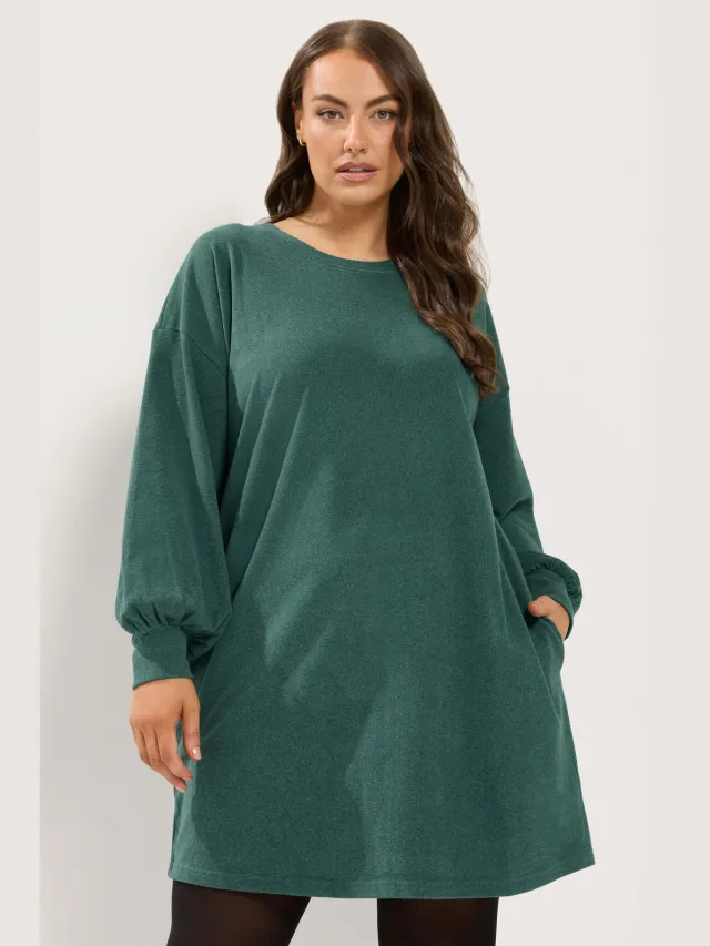 Yours Plus Size Green Balloon Sleeve Dress