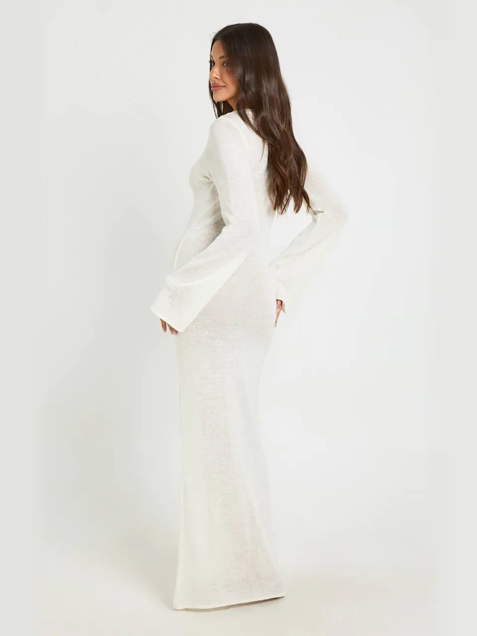 boohoo Dames Gebreide Maxi-jurk Met Boothals En Lange Mouwen ecru, foto 2