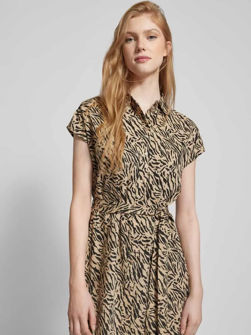 Pieces Midi-jurk met all-over print, model 'NYA' zand, foto 5