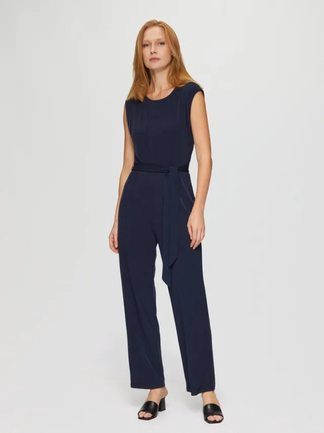 S.Oliver female - Jumpsuit met strikceintuur navy
