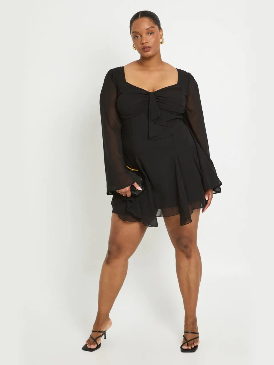 boohoo Dames Plus Godet Zoom Mini Jurk zwart, foto 3