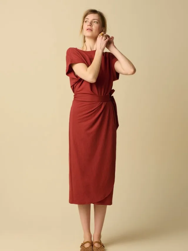 Sissy-Boy Donkerrode jersey jurk D.Rood