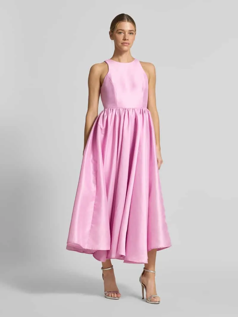 Yas midi-jurk met ronde hals model 'ELLINA' Roze