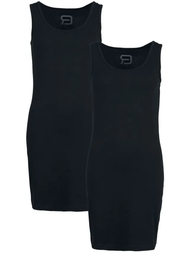 R.E.D. ROCK-ENGINEERED DESIGN kort zwart jurkje met ronde hals - Dames