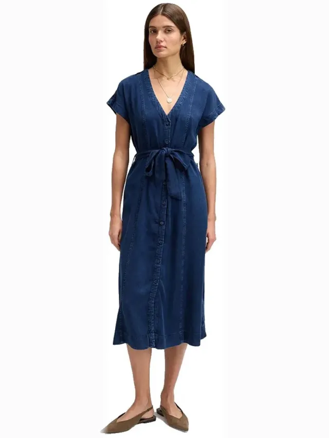 Lee Belted Midi-jurk Met Korte Mouwen Blauw L Vrouw Sunset Ride