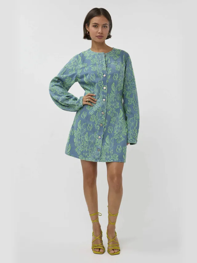 Studio AMAYA Tovi denim jurk lichtblauw Light blue denim/lime