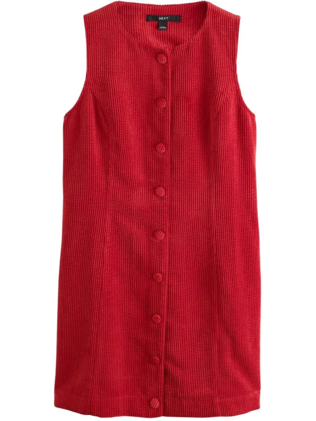 Next Dames - Corduroy mini-jurk met knopen - Tall - Rood Red