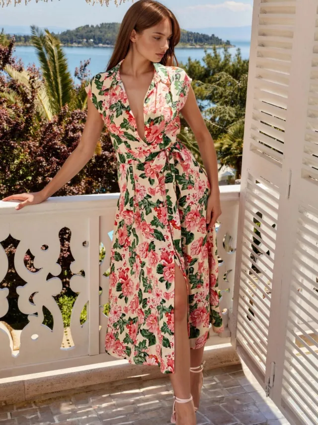 Hiccup Geprinte Midi Hemdjurk met Knopsluiting Roze