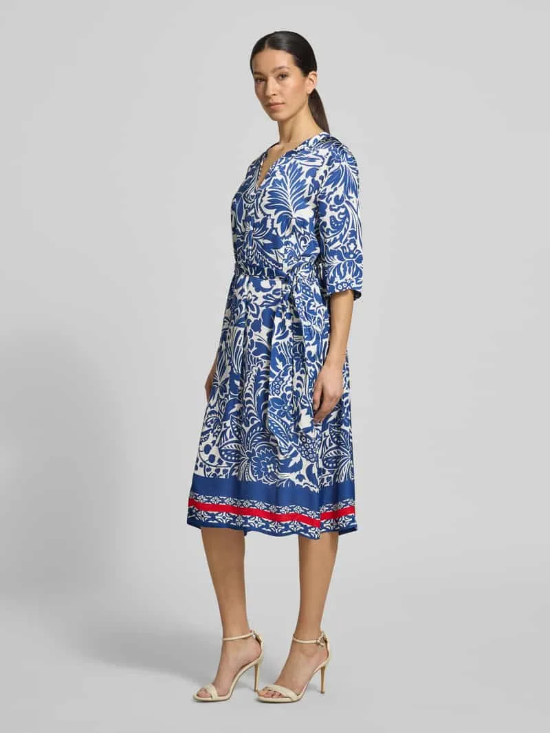 White Label Tuniekjurk van viscose met strikceintuur blauw, foto 3