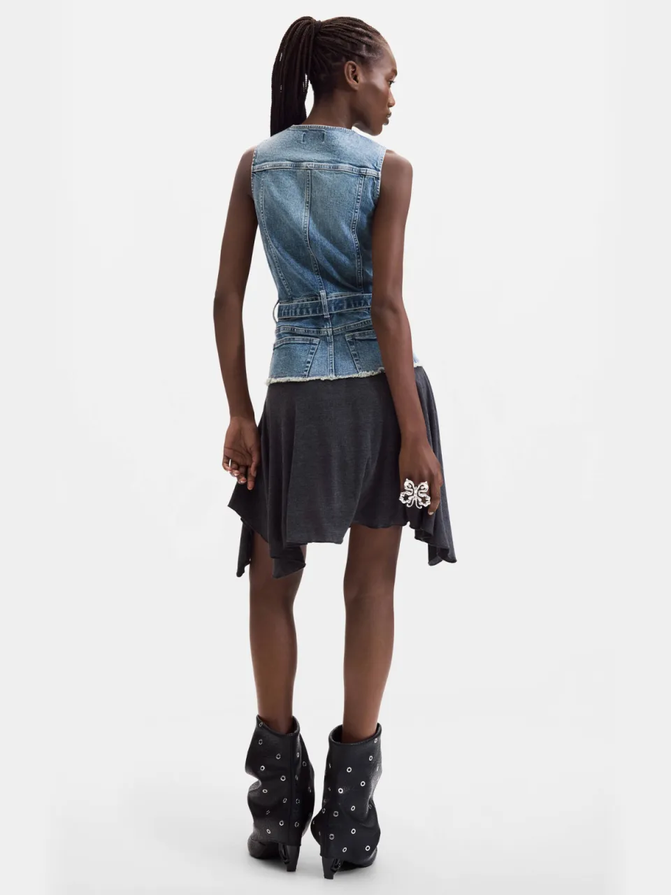 Desigual korte spijkerjurk - middelblauw medium blue denim, foto 2