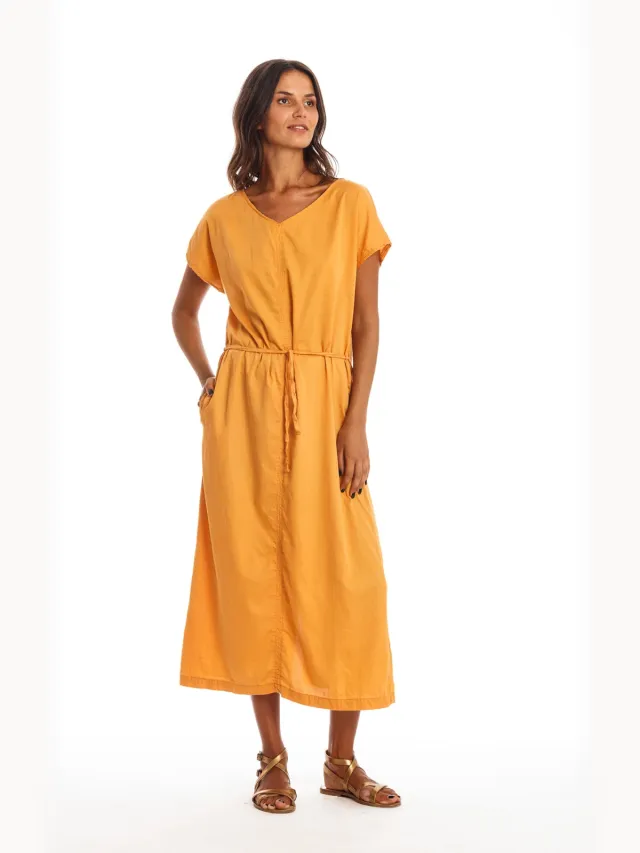 RAVENS VIEW IBIZA dames vegan Kaftan Jurk Tessa Kameelgeel
