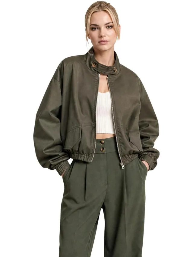 I Am Blazer I Am Giacca Cotone Bottoni 41768 Groen
