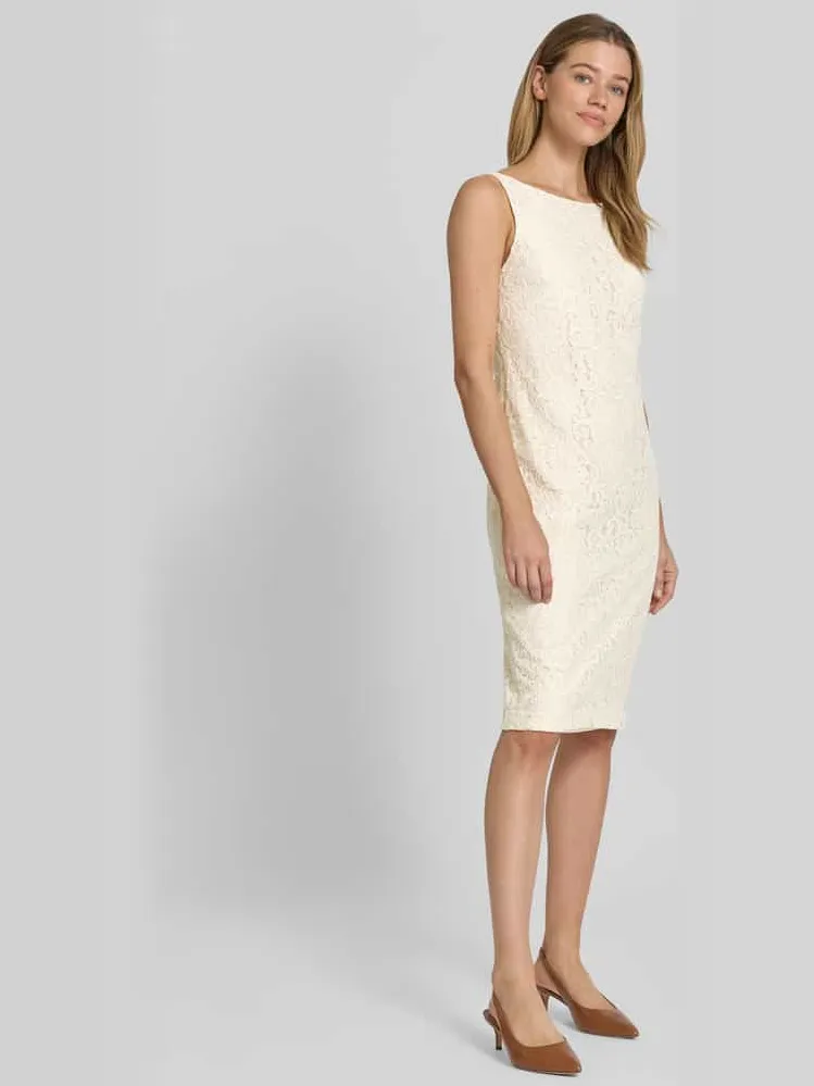 Lauren Ralph Lauren Nauwsluitende cocktailjurk van mix van viscose en katoen met katoen-aanteil beige, foto 4