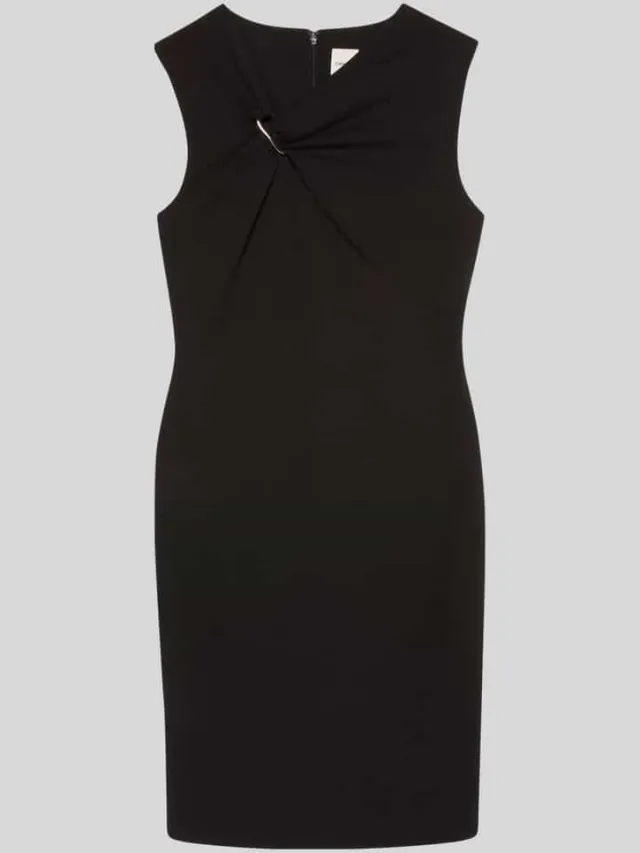Calvin Klein Nauwsluitende cocktailjurk met decoratieve gesp zwart, foto 2