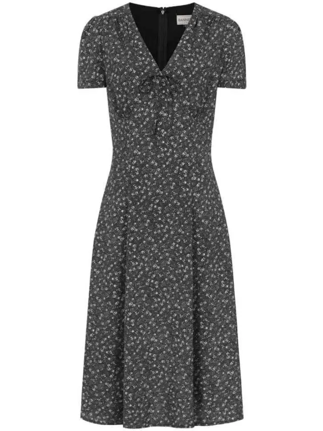 Banned Josephine Ditzy Flower Flare jurk - XS - Zwart