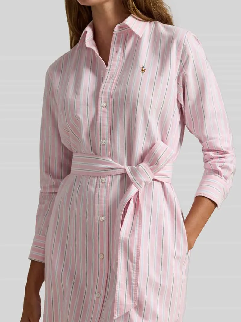 Polo Ralph Lauren Oxford-overhemdjurk met riem roze, foto 4