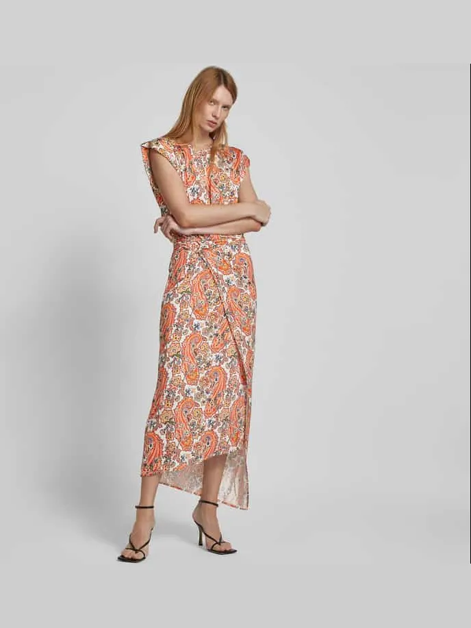 Rabanne Maxi-jurk met ronde hals oranje, foto 4