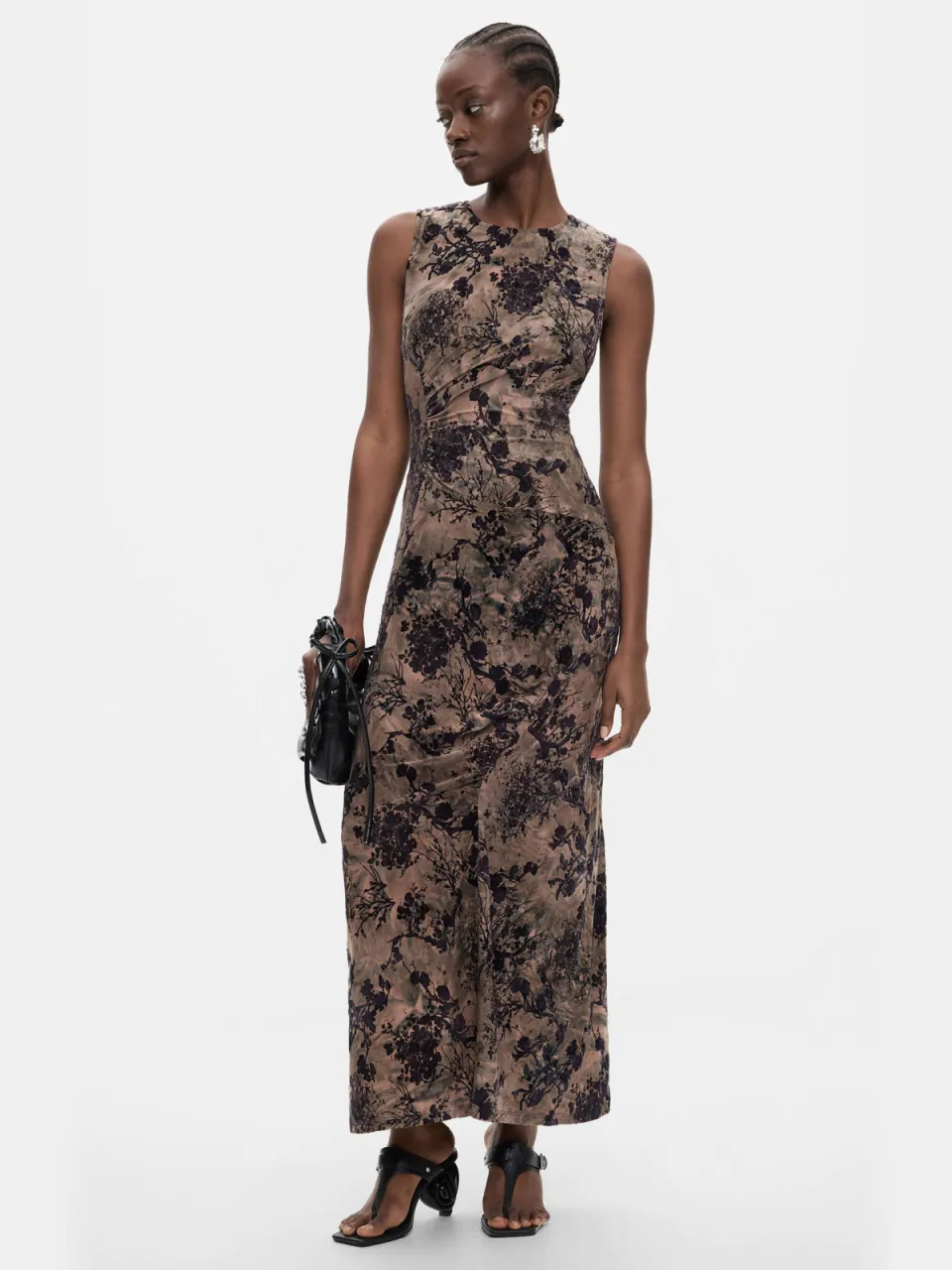 Desigual midi jurk met print - grijsbruin