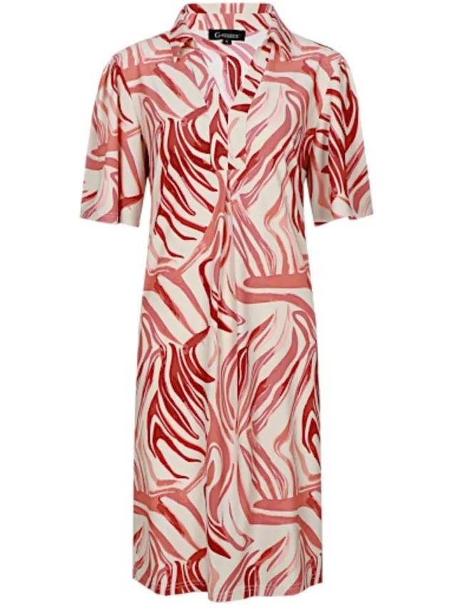 G-Maxx jurk Alette - Sand/Cranberry