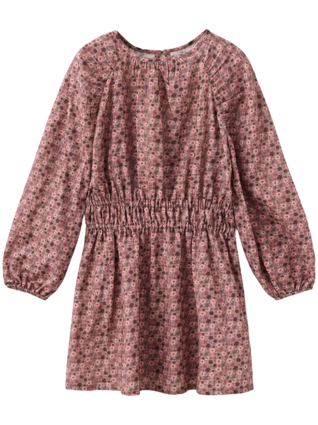 Mango Kids gebloemde midi jurk met smockwerk roze Roze/paars