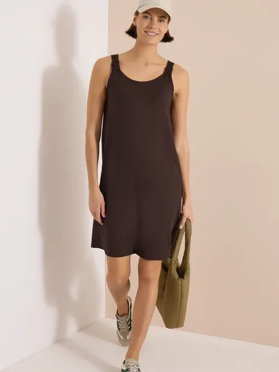 cecil Knielange jurk met knoopdetail Bruin