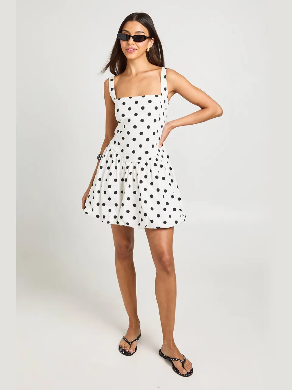 boohoo Dames Polkadot Pofmouw Mini Jurk Met Bolrokje ivoor, foto 3