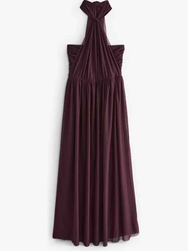 Next Dames - Mesh multiway maxi-jurk voor bruidsmeisjes en bruiloftsgasten - Paars Plum Purple