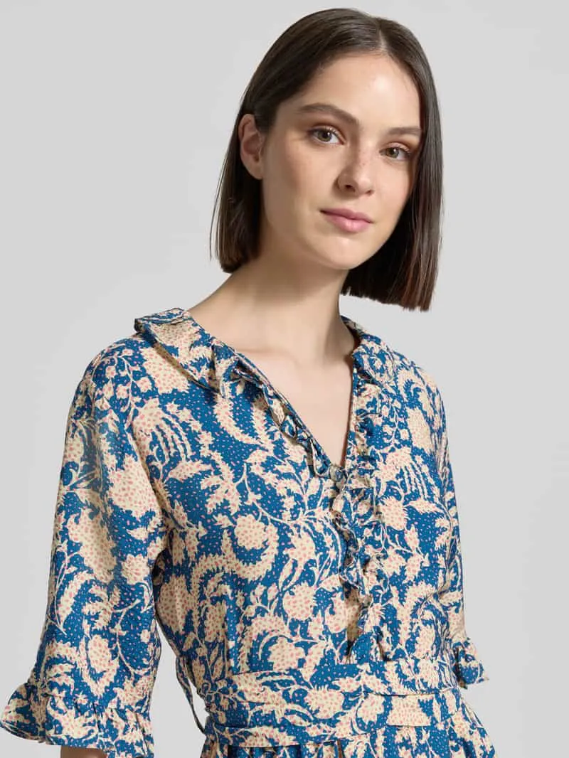 Christian Berg Woman Knie-lange jurk van viscose in all-over look koningsblauw, foto 5