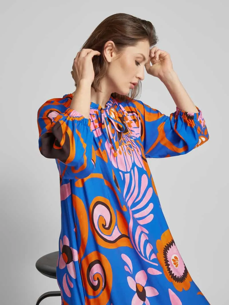 Smith and Soul Jurk van viscose met all-over motief blauw, foto 5