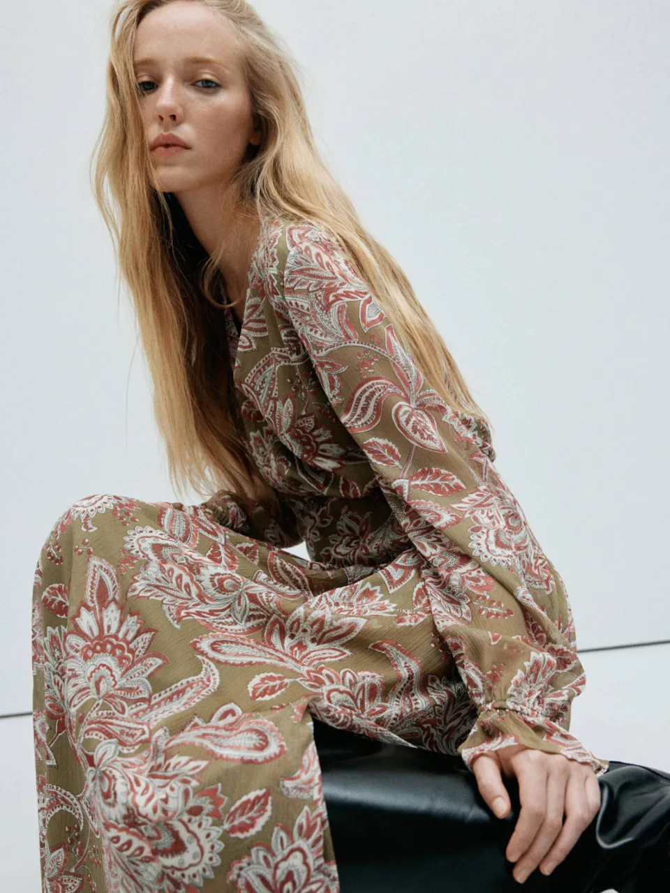 Mango midi jurk met paisley - groen, foto 3