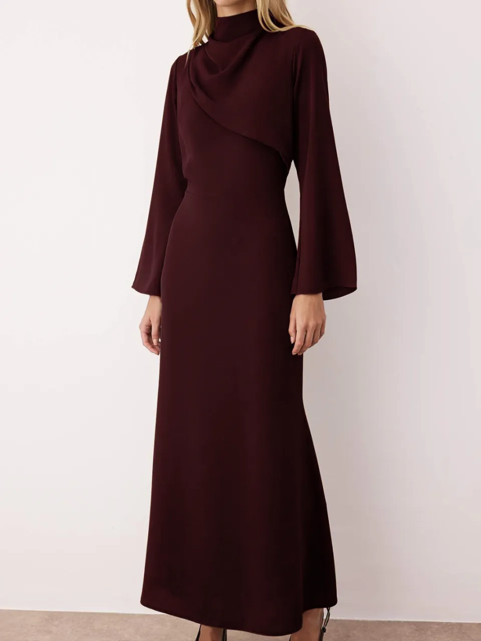 Trendyol Modest Dames Bordeaux Effen Maxi Lang Casual A-lijn Modest Avond Jurken, foto 2