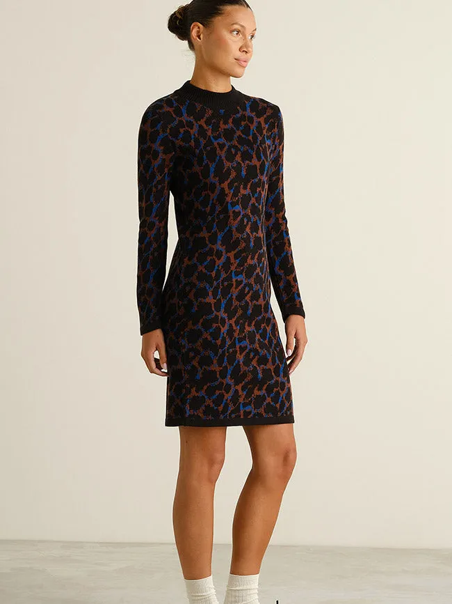 Dedicated dames vegan Jurk Lo Luipaard Zwart Blauw Bruin