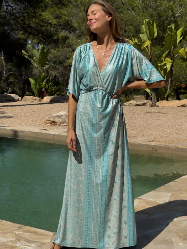 Chic by Lirette Kimono jurk Lotus Guna - Turquoise