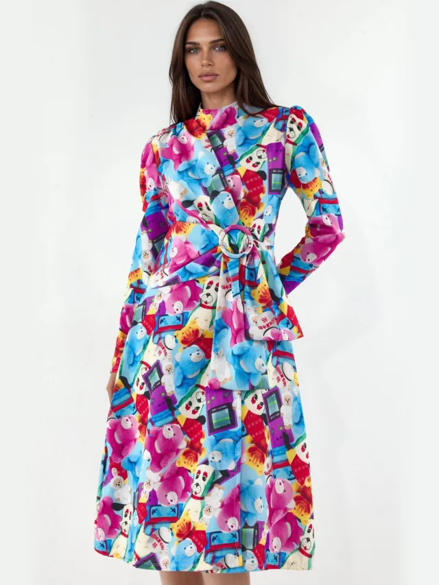 MSN Collection Gedrukt Wrap Midi-jurk Veelkleurig