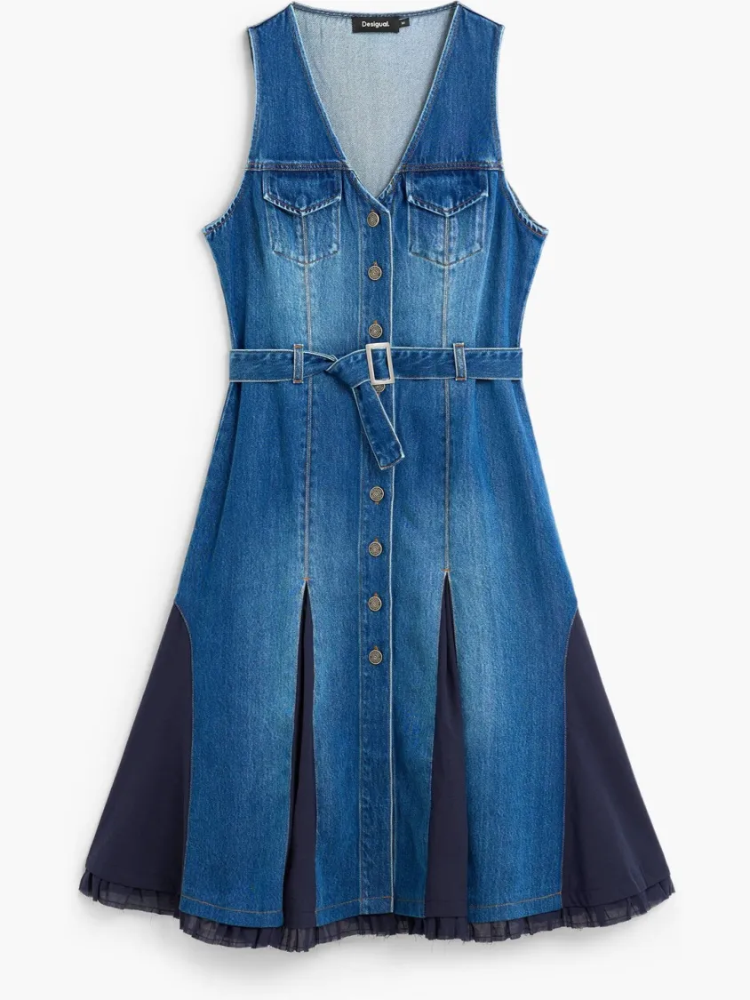 Desigual blousejurk medium blue denim, foto 2