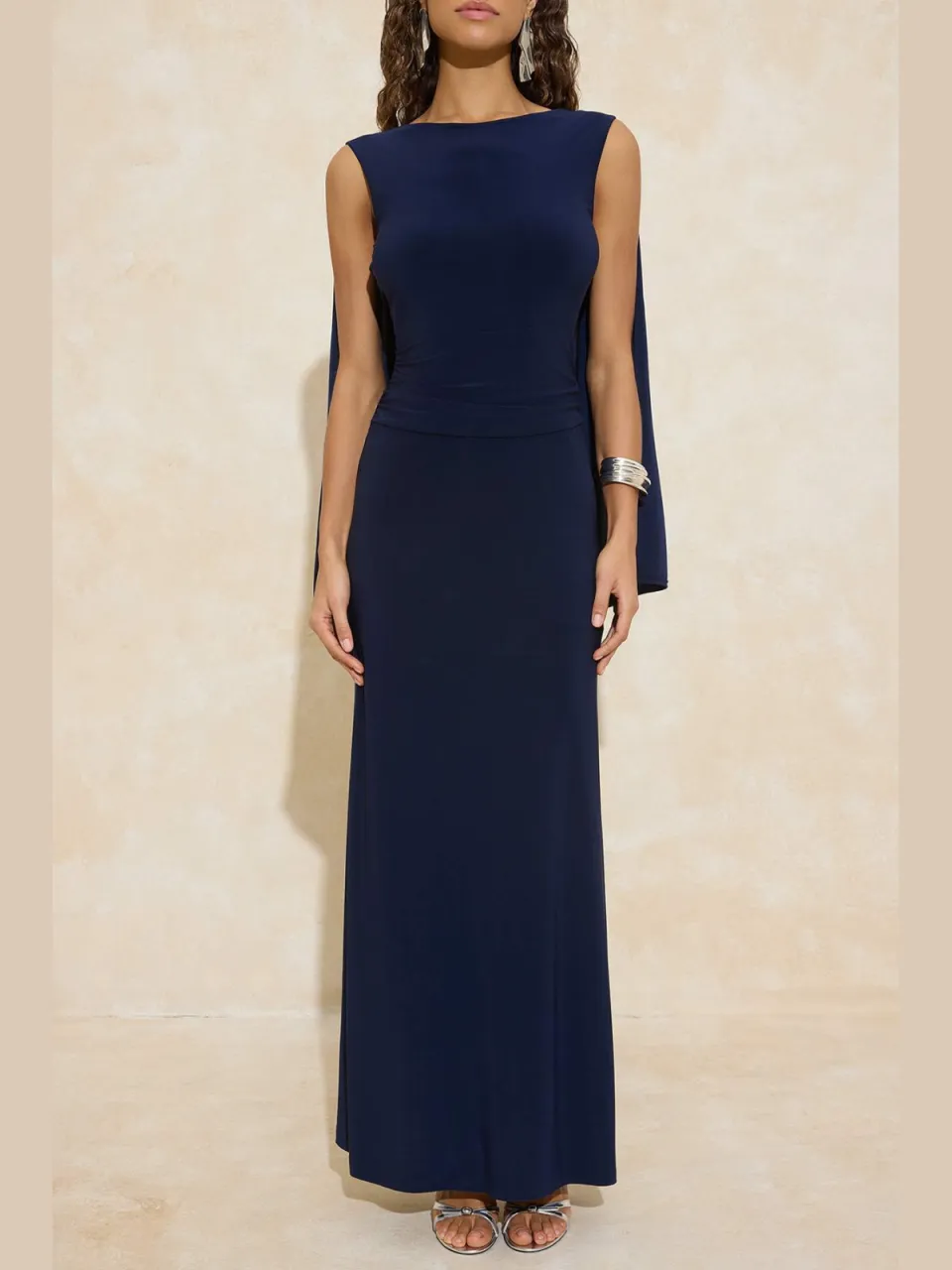 Trendyol TRENDYOLMİLLA Dames Donkerblauw Effen Maxi Mouwloos Stijlvol/Avond Recht Avond & Gala Jurk marineblauw/blauw, foto 2